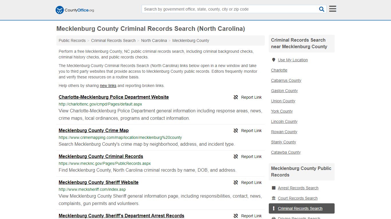 Mecklenburg County Criminal Records Search (North Carolina) - County Office