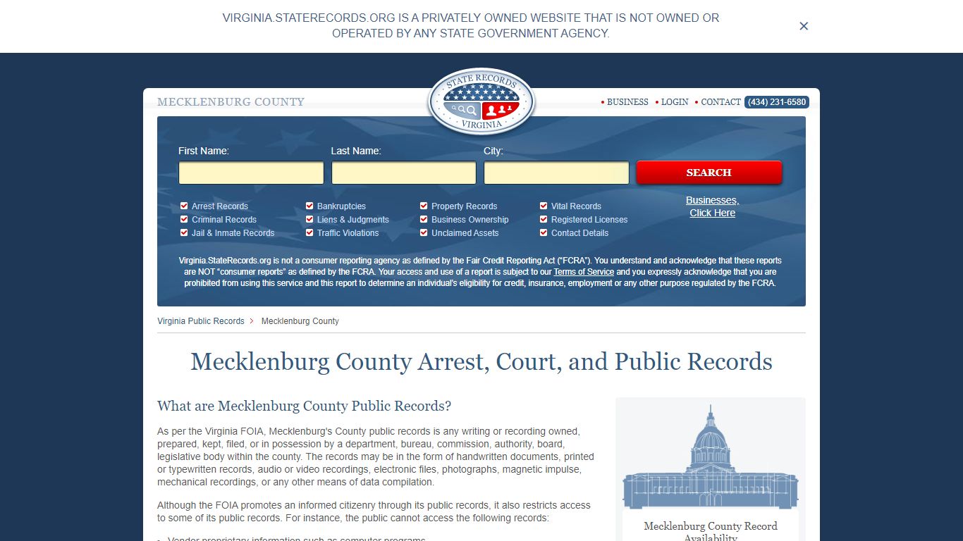 Mecklenburg County Arrest, Court, and Public Records